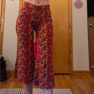 Urban Outfitters Red Floral Crop Pant